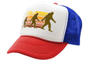 SASQUATCH WALKING - squatch hunter spookin - Vintage Retro Style Trucker Cap Hat - Five Panel Retro Style TRUCKER Cap