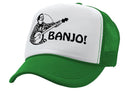 HIPSTER BANJO - deliver music hills - Vintage Retro Style Trucker Cap Hat - Five Panel Retro Style TRUCKER Cap