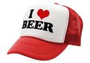 I HEART BEER - funny joke party gag - Vintage Retro Style Trucker Cap Hat - Five Panel Retro Style TRUCKER Cap
