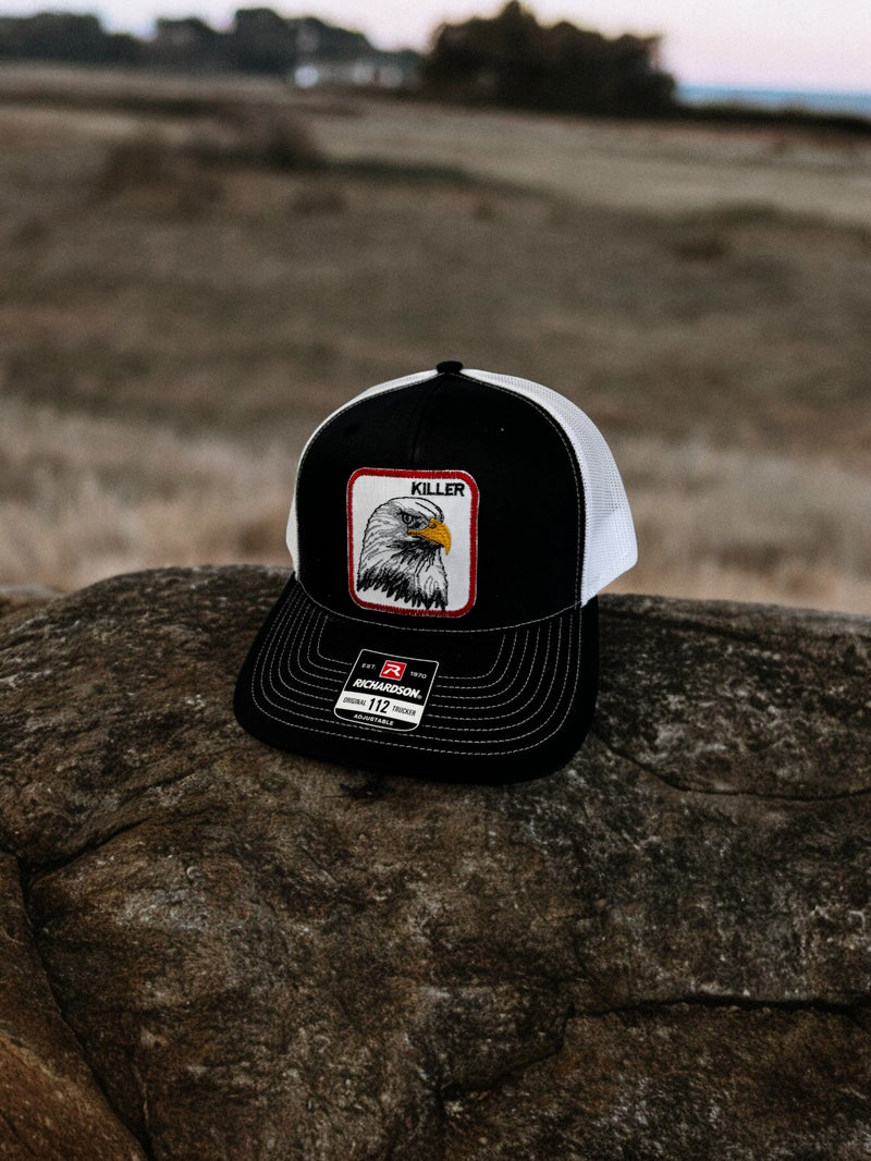 Adjustable Embroidered Snap Back Trucker Hat - KILLER EAGLE Patch