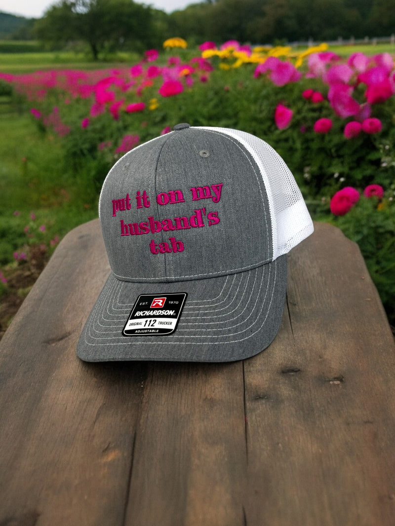 Adjustable Embroidered Snap Back Trucker Hat - Put It On My Husband's Tab