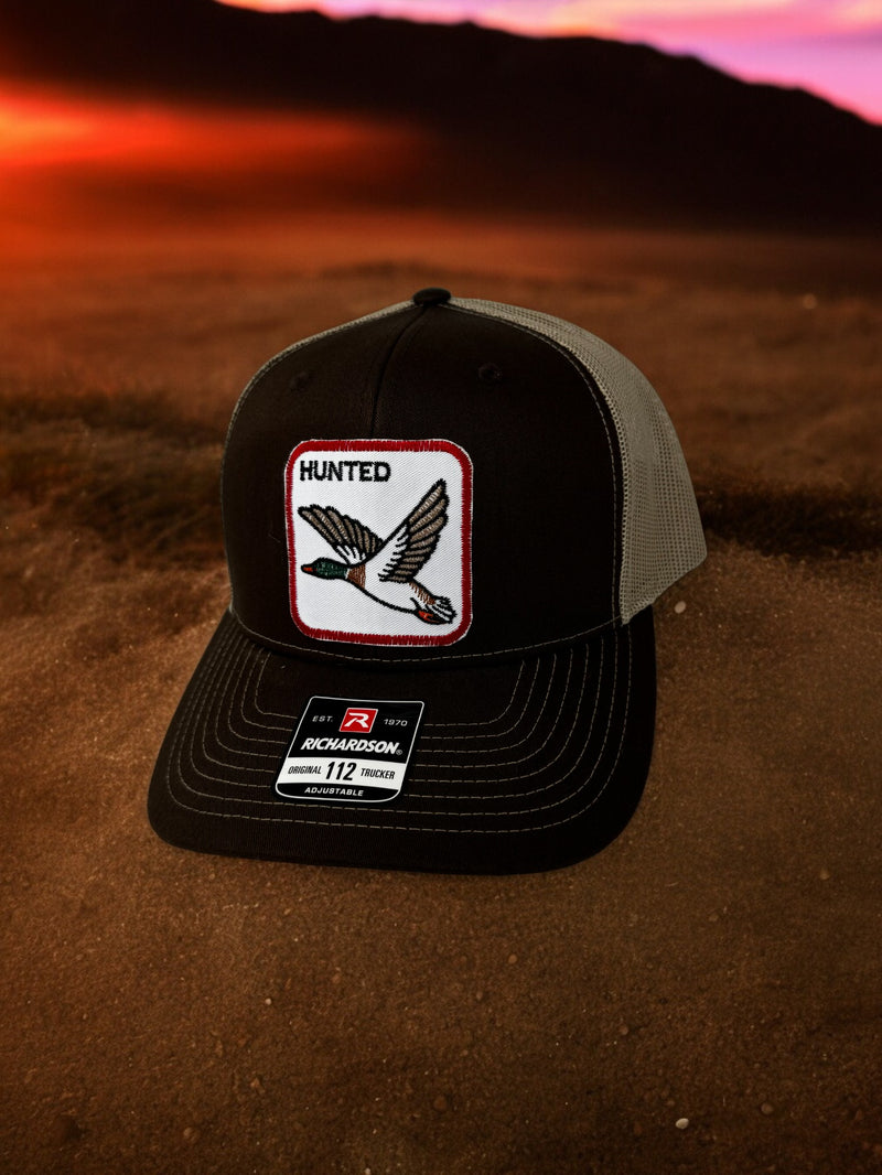 Adjustable Embroidered Snap Back Trucker Hat -HUNTED DUCK Patch