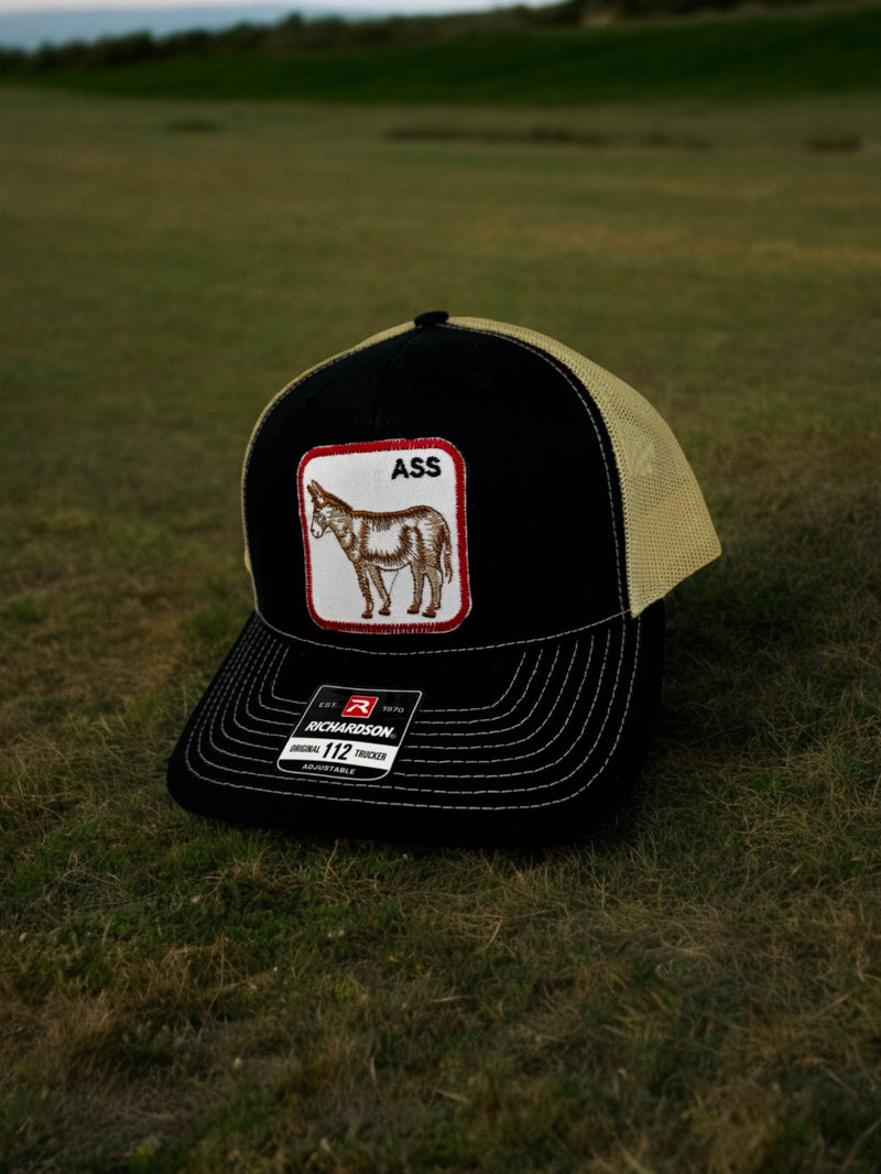 Adjustable Embroidered Snapback Trucker Hat - Donkey (ASS) Patch