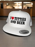 I Heart Titties & Beer - Adjustable Snapback Trucker Hat