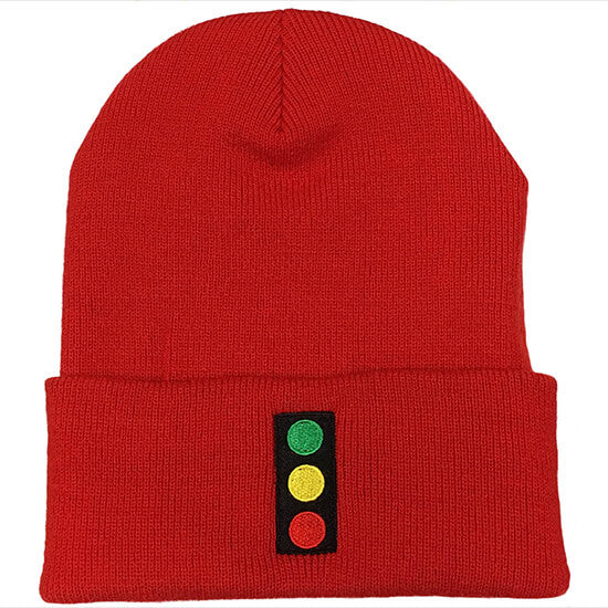 Zissou Embroidered Stoplight Beanie 12" Red