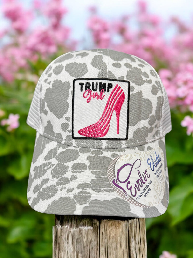 Ladies "Trump Girl" Ponytail Adjustable Snap Back Trucker Hat