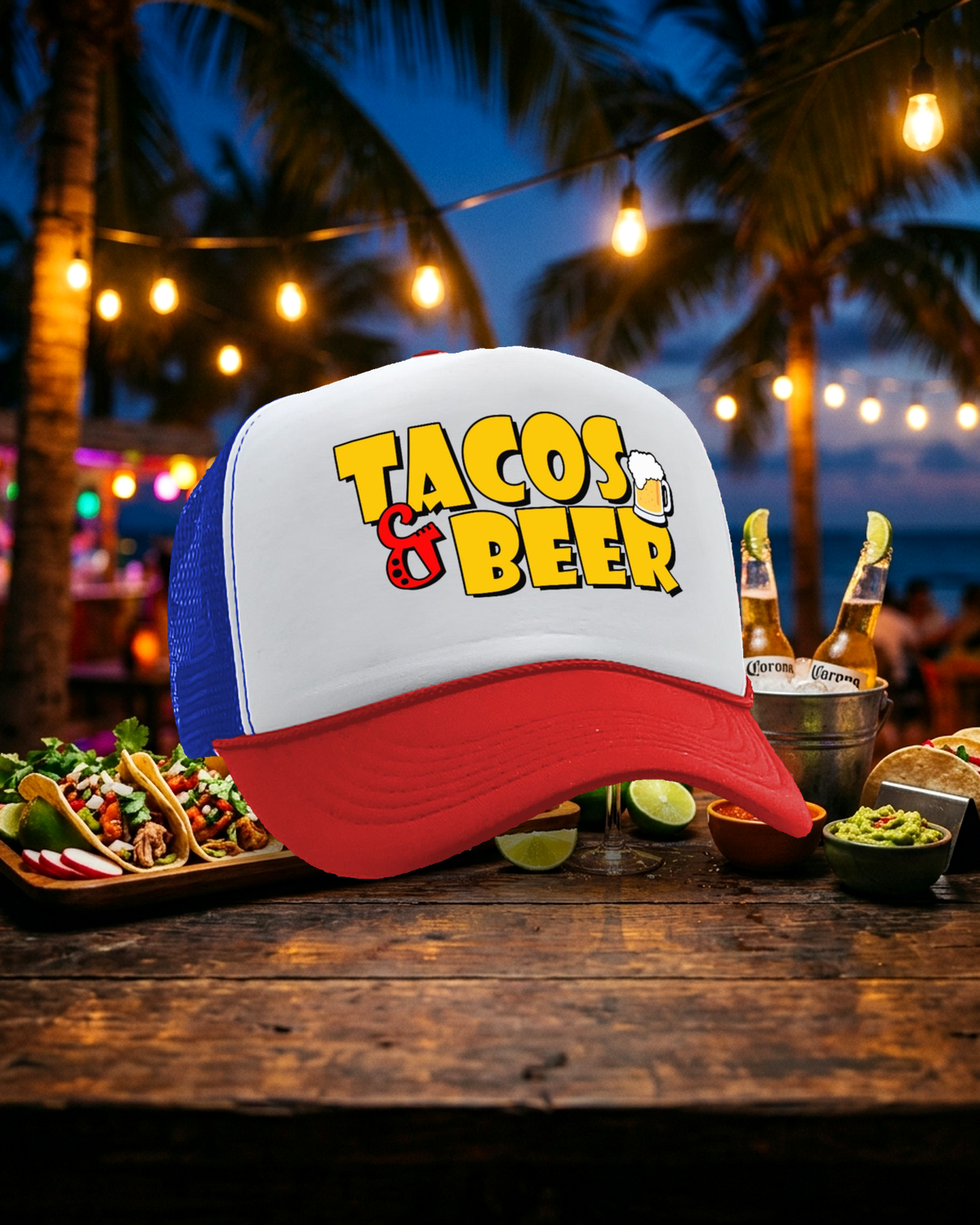 Retro trucker hat party lifestyle scene