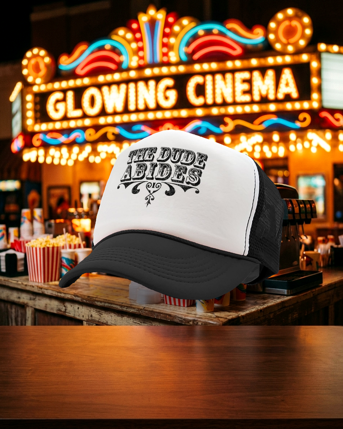 Retro trucker hat party lifestyle scene