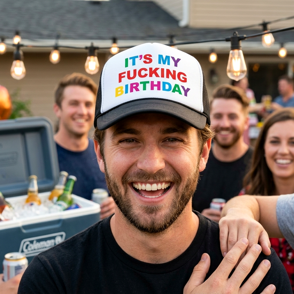 It's My F---ing BIRTHDAY - party gift joke - Vintage Retro Style Trucker Cap Hat - Five Panel Retro Style TRUCKER Cap