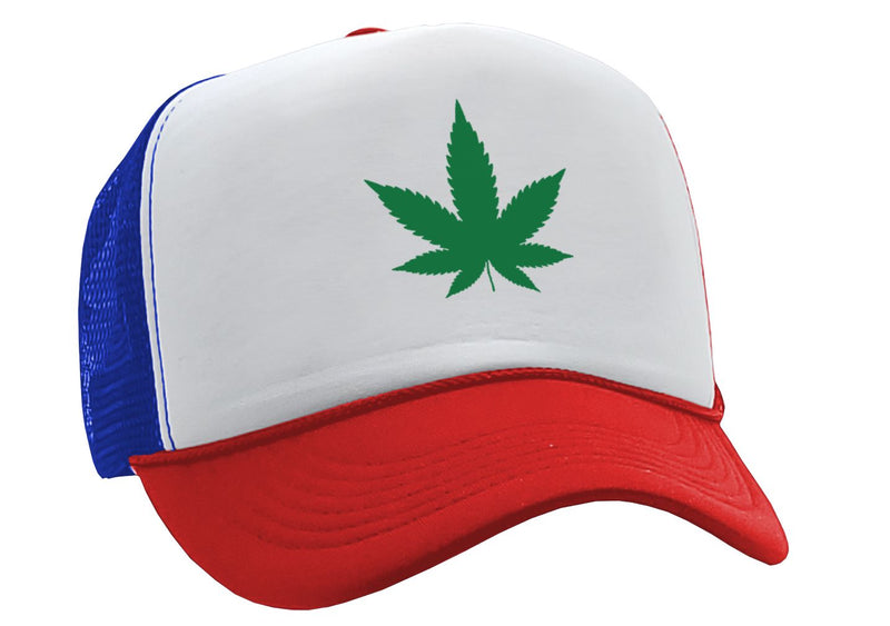 MARIJUANA LEAF - Five Panel Retro Style TRUCKER Cap