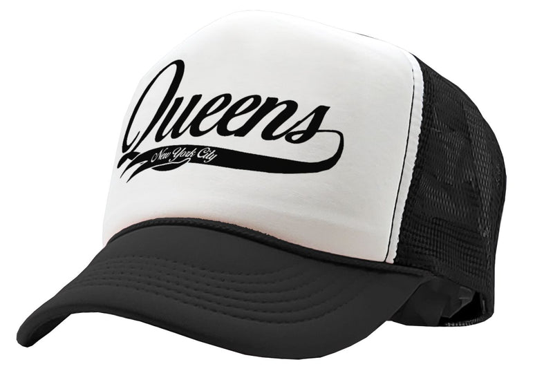 QUEENS - nyc new york city borough brooklyn - Vintage Retro Style Trucker Cap Hat - Five Panel Retro Style TRUCKER Cap