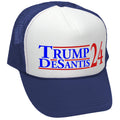 TRUMP - DESANTIS - 2024 For President - Vintage Retro Style Trucker Cap Hat - Five Panel Retro Style TRUCKER Cap