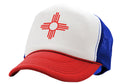 NEW MEXICO FLAG - zia symbol state flag - Adult Trucker Cap Hat - Five Panel Retro Style TRUCKER Cap