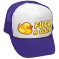 F___ A DUCK - funny dare gift gag rubber ducky - Vintage Retro Style Trucker Cap Hat - Five Panel Retro Style TRUCKER Cap