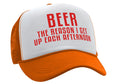 BEER - The Reason I Get up each AFTERNOON - Vintage Retro Style Trucker Cap Hat - Five Panel Retro Style TRUCKER Cap