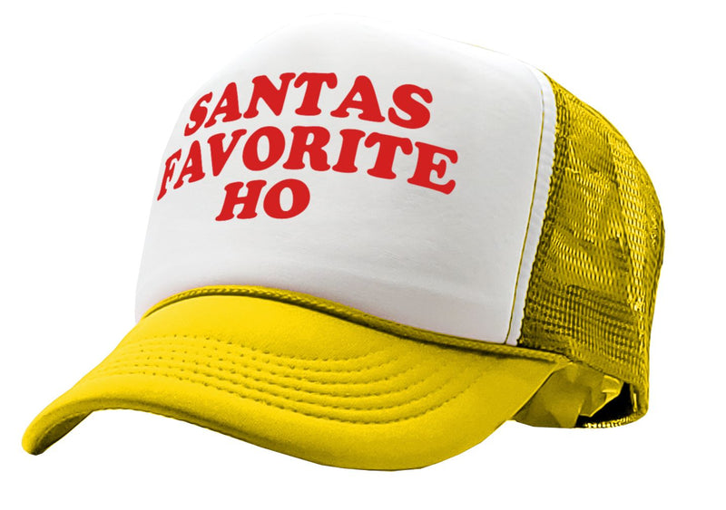 SANTAS FAVORITE HO - christmas claus funny - Vintage Retro Style Trucker Cap Hat - Five Panel Retro Style TRUCKER Cap