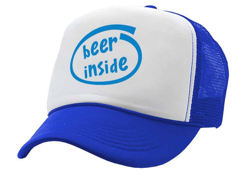 BEER INSIDE - parody college drinking - Vintage Retro Style Trucker Cap Hat