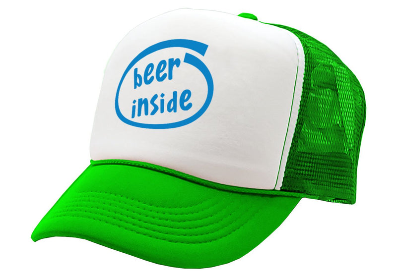 BEER INSIDE - parody college drinking - Vintage Retro Style Trucker Cap Hat