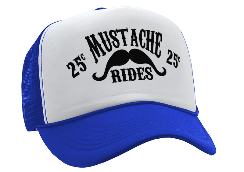 MUSTACHE RIDES - funny sexy joke gag - Vintage Retro Style Trucker Cap Hat - Five Panel Retro Style TRUCKER Cap