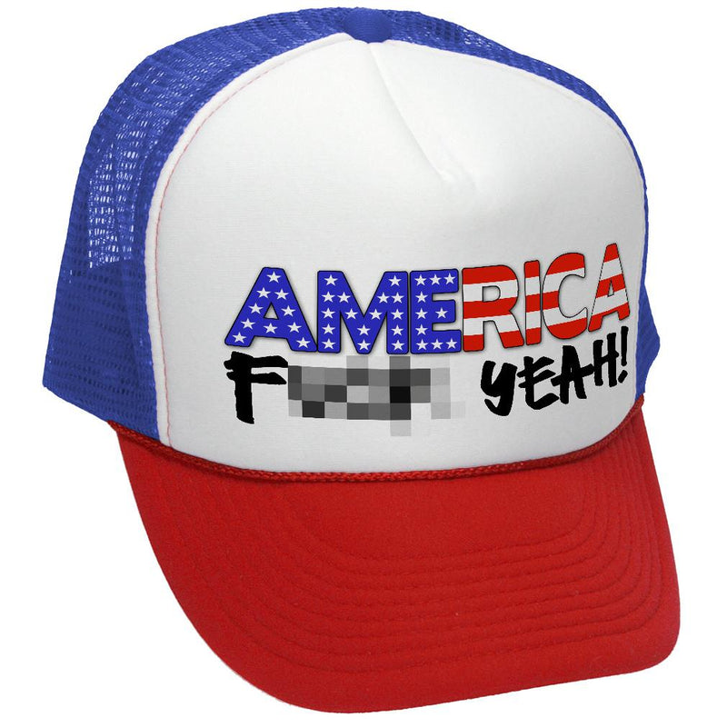 AMERICA - FUCK YEAH! 4th july patriot - Vintage Retro Style Trucker Cap Hat - Five Panel Retro Style TRUCKER Cap