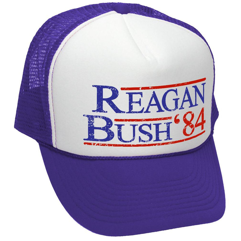 REAGAN BUSH '84 - funny retro vintage style - Unisex Adult Trucker Cap Hat - Five Panel Retro Style TRUCKER Cap