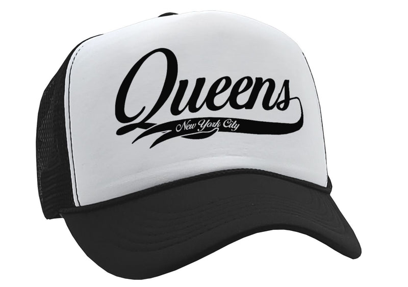 QUEENS - nyc new york city borough brooklyn - Vintage Retro Style Trucker Cap Hat - Five Panel Retro Style TRUCKER Cap