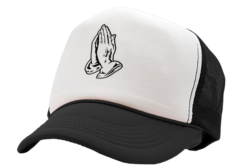 PRAYER HANDS - christian jesus christ god lord - Vintage Retro Style Trucker Cap Hat