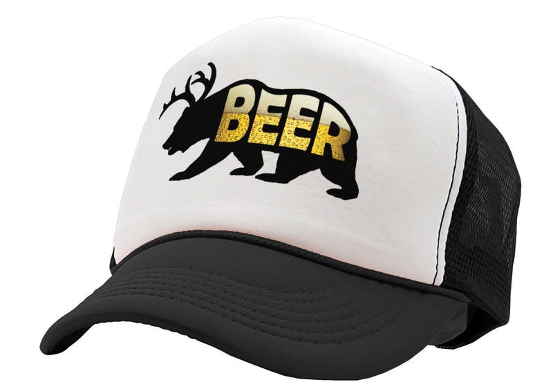 Beer Bear with Antlers - Five Panel Retro Style TRUCKER Cap