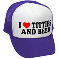 I HEART TITTIES and BEER - love funny gag - Retro Style Trucker Hat Baseball Cap - Five Panel Retro Style TRUCKER Cap