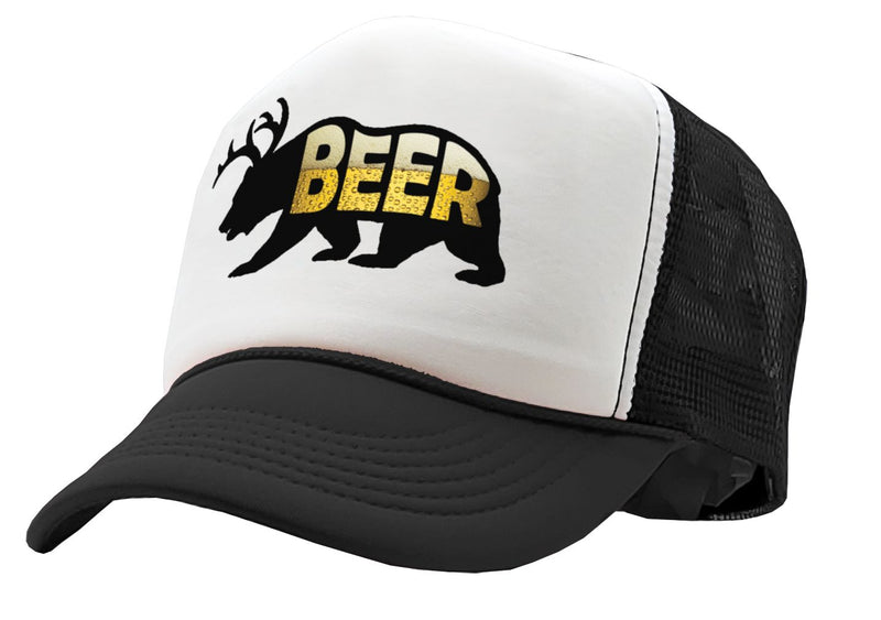 Beer Bear with Antlers - Five Panel Retro Style TRUCKER Cap