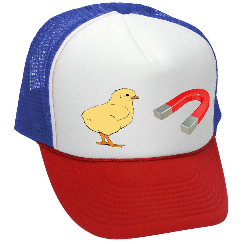 CHICK MAGNET - funny frat party guido - Mesh Trucker Hat Cap - Five Panel Retro Style TRUCKER Cap