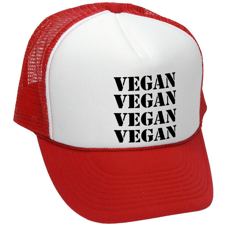 VEGAN - vegetarian animal rights - Retro Vintage Style Baseball Trucker Cap Hat - Five Panel Retro Style TRUCKER Cap