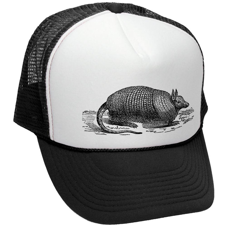 Armadillo Trucker Hat - Mesh Cap - Flat Bill Snap Back 5 Panel Hat