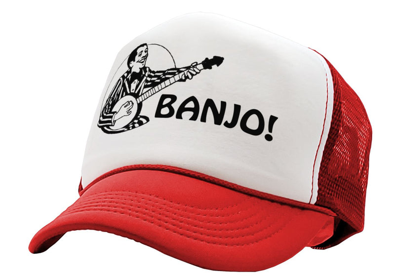 HIPSTER BANJO - deliver music hills - Vintage Retro Style Trucker Cap Hat - Five Panel Retro Style TRUCKER Cap