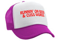 RUNNIN' On beer and cuss words - Vintage Retro Style Trucker Cap Hat - Five Panel Retro Style TRUCKER Cap