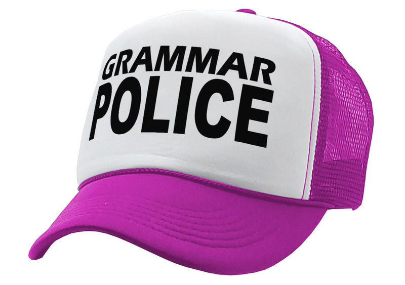 GRAMMAR POLICE - funny parody joke gag - Adult Trucker Cap Hat - Five Panel Retro Style TRUCKER Cap