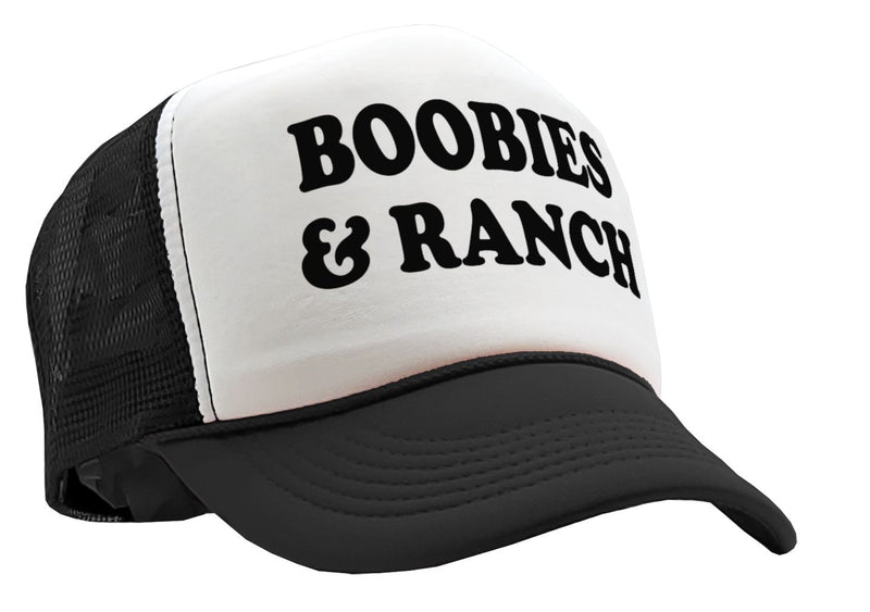 Boobies and Ranch - Vintage Retro Style Trucker Cap Hat - Five Panel Retro Style TRUCKER Cap