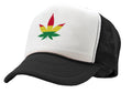 RASTA POT LEAF - Five Panel Retro Style TRUCKER Cap