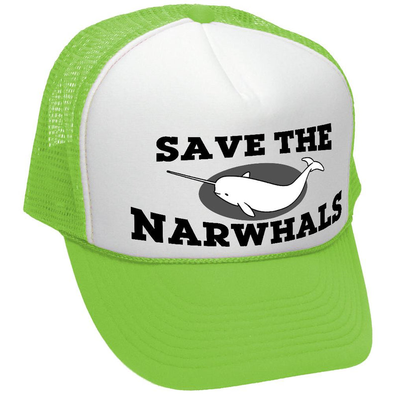 SAVE THE NARWHALS - funny wildlife activist - Vintage Retro Style Trucker Cap Hat - Five Panel Retro Style TRUCKER Cap
