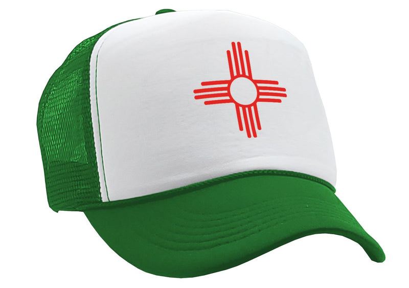 NEW MEXICO FLAG - zia symbol state flag - Adult Trucker Cap Hat - Five Panel Retro Style TRUCKER Cap