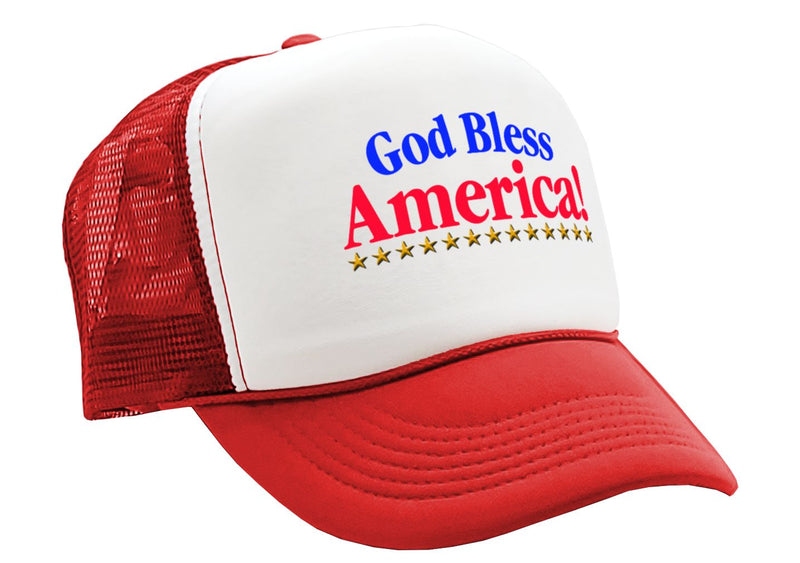 GOD BLESS AMERICA - Five Panel Retro Style TRUCKER Cap