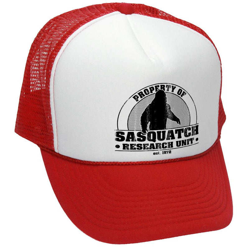 Sasquatch Research Unit Trucker Hat - Mesh Cap - Five Panel Retro Style TRUCKER Cap