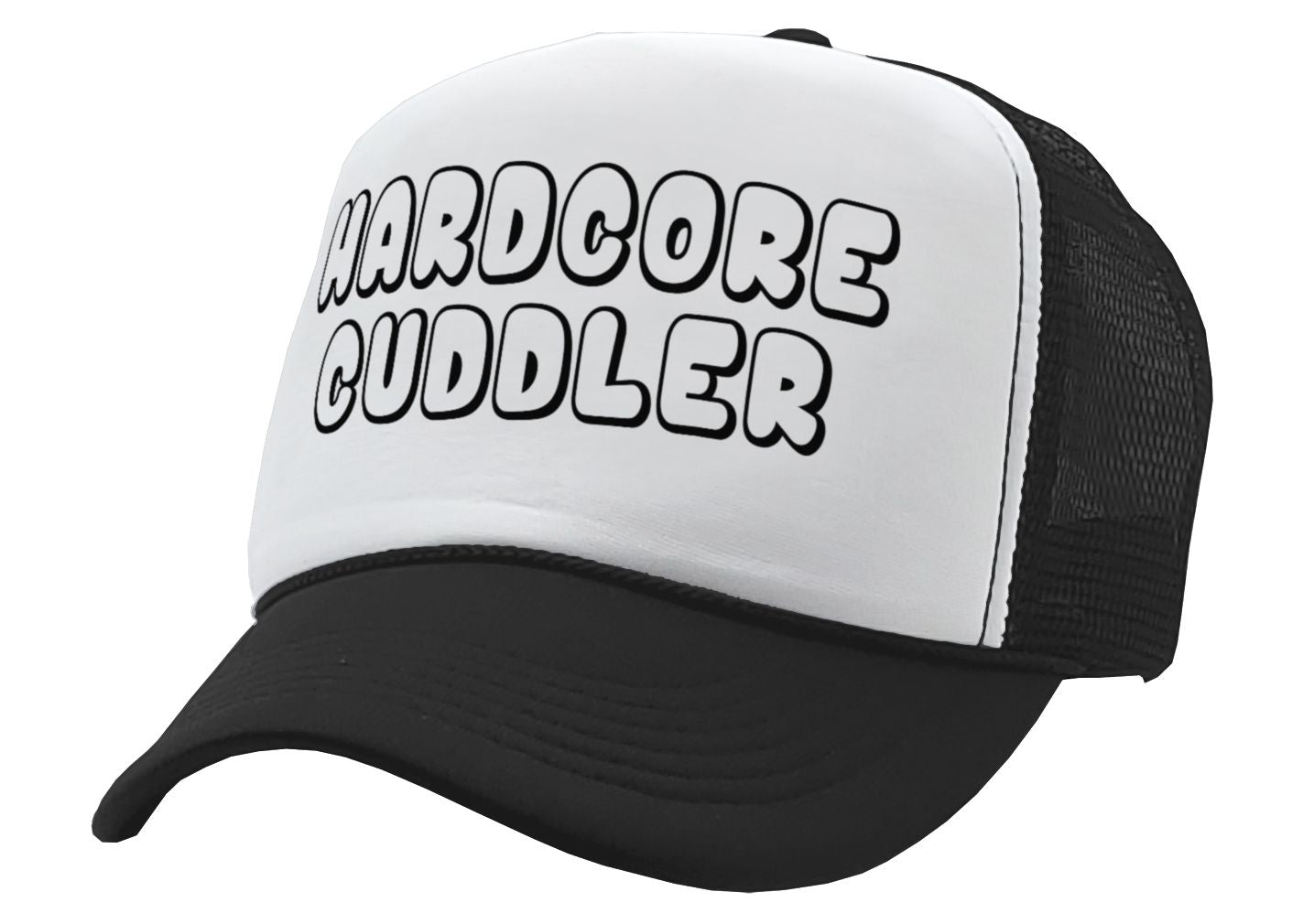 HARDCORE CUDDLER - funny sexy cute - Vintage Retro Style Trucker Cap Hat - Five Panel Retro Style TRUCKER Cap