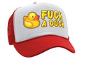 F___ A DUCK - funny dare gift gag rubber ducky - Vintage Retro Style Trucker Cap Hat - Five Panel Retro Style TRUCKER Cap