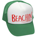 BEACHIN' - summer hawaii beach party vacay - Adult Trucker Cap Hat - Five Panel Retro Style TRUCKER Cap