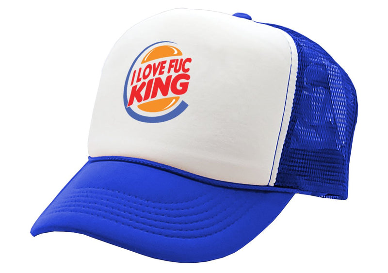 I LOVE F---ING - Burger Logo Parody - Five Panel Retro Style TRUCKER Cap