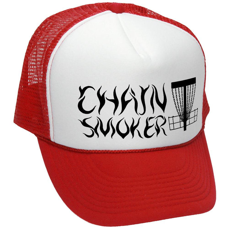 Chain Smoker Trucker Hat - Mesh Cap - Flat Bill Snap Back 5 Panel Hat