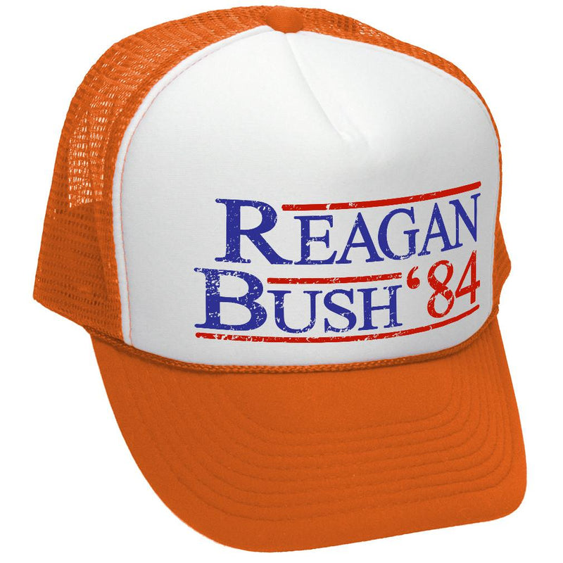 REAGAN BUSH '84 - funny retro vintage style - Unisex Adult Trucker Cap Hat - Five Panel Retro Style TRUCKER Cap