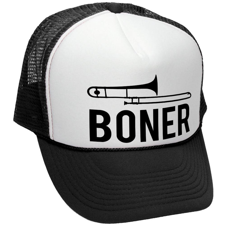 Boner Trucker Hat - Mesh Cap - Flat Bill Snap Back 5 Panel Hat