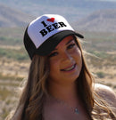 I HEART BEER - funny joke party gag - Vintage Retro Style Trucker Cap Hat - Five Panel Retro Style TRUCKER Cap